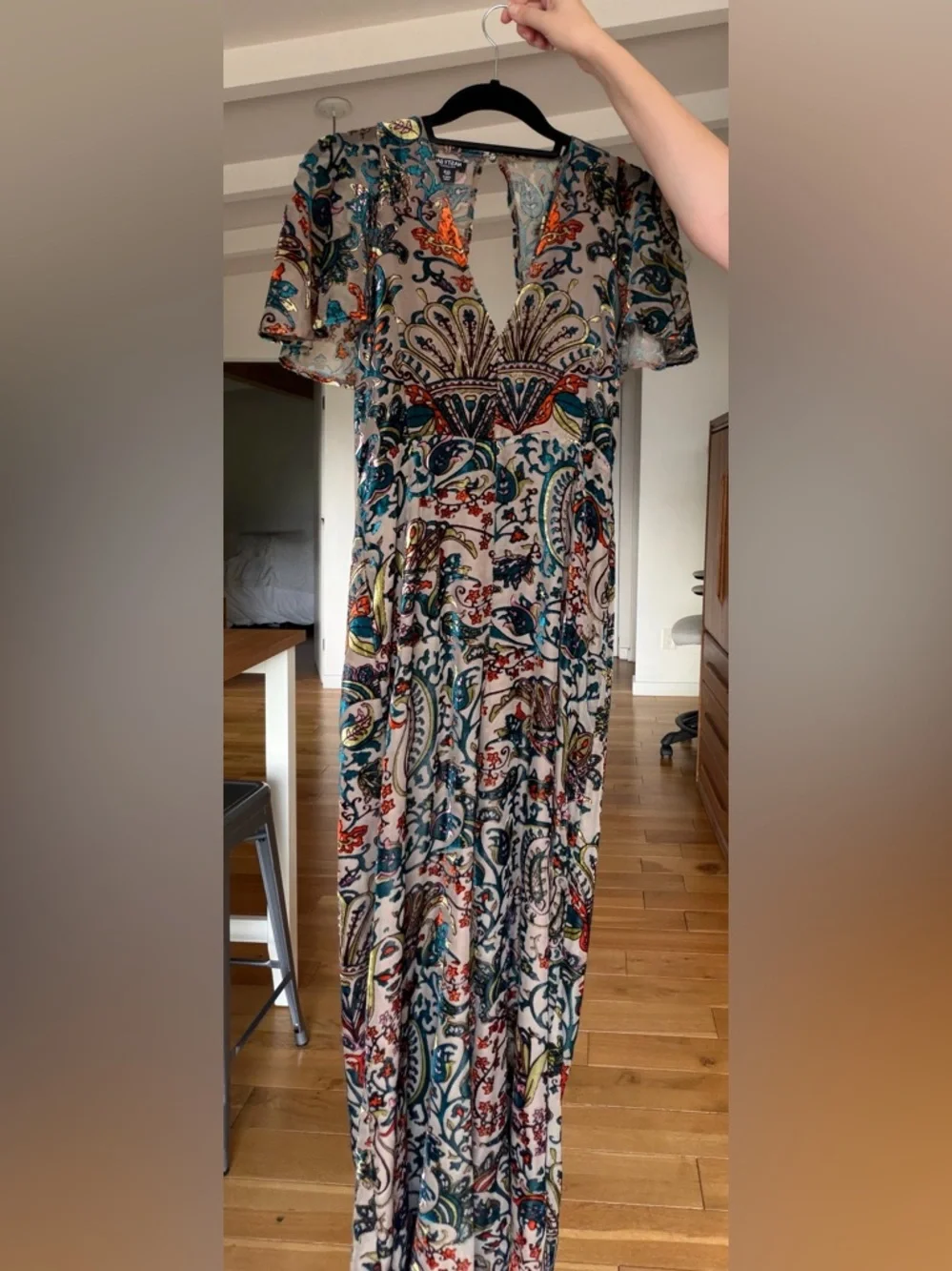 Nasty Gal Paisley Devore Angel Sleeve Jumpsuit - Picture 3 of 4